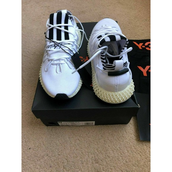 Y3 4d runner ll futurecraft trainers sneakers \'Core white\' size US men\'s 6.5